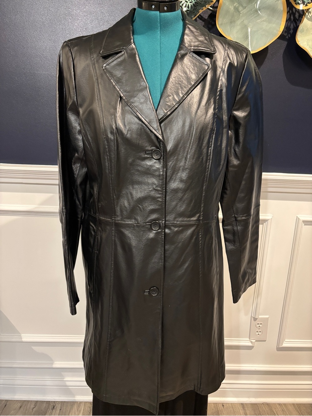 Chadwicks Black Leather Button-Front Jacket